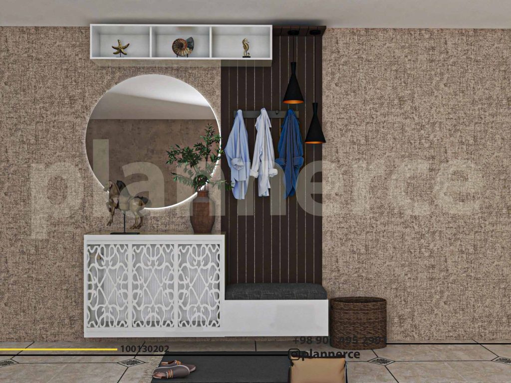 جا کفشی و جالباسی آینه دار