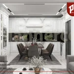 طراحی سه بعدی آشپزخانه کلاسیک